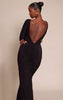 Black Slinky Ruched Low Back Maxi Dress