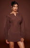 Chocolate Cocoon Sleeve Cinched Waist Blazer Dress