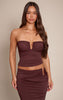 Chocolate Matte Sculpt V Bar Ruched Bandeau Top