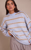 Brown Striped Brushed Knit Sweater