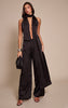 Black Satin Drape Wide Leg Jumpsuit