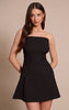 Black Woven Bandeau Hanky Hem Mini Dress