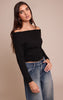 Black Off The Shoulder Knit Long Sleeve Top