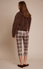 Brown Check Print Double Layer Wrap Waist Capri Leggings