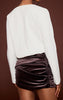 Chocolate Velvet Ruched Mini Skirt