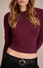 Wine Soft Cotton Crew Neck Longline Long Sleeve Top