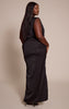 Plus Black Crushed Satin Cowl Neck Maxi Dress