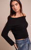 Black Off The Shoulder Knit Long Sleeve Top