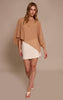Tan Tencel Asymmetric Drape Long Top