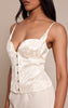 Cream Floral Embossed Hook and Eye Corset