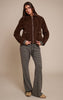 Chocolate Pocket Trim Faux Suede Jacket