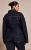 Plus Raw Indigo Cinched Waist Denim Blazer