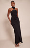 Black Trim Halter Neck Knitted Maxi Dress