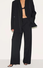 Black Woven Tailored Wide Leg
