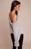 Grey Marl Soft Knit Asymmetric Oversized Slouchy Long Sleeve Top