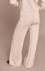Cream Ribbed Wide Leg Knit Pants