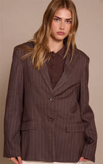 Chocolate Pinstripe Boyfriend Premium Blazer