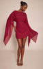 Burgundy Cape Detail Mini Dress