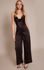 Chocolate Satin Cowl Cross Back Jumpsuit