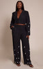 Plus Black Woven Embellished High Waist Wide Leg Pant