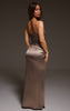 Taupe Sequin Asymmetric Maxi Dress