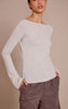 Grey Marl Soft Cotton Ruched Asymmetric Long Sleeve Top