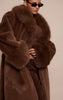 Plus Chocolate Faux Fur Self Tie Oversized Coat