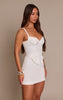 White Woven Corset Detail Mini Bodycon Dress