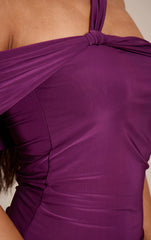 Plum Double Layer Slinky Abstract Sleeve Detail Top