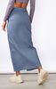 Steel Blue Twill Split Thigh Midaxi Skirt