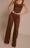 Chocolate Suede Contrast Stitch Straight Leg Pant