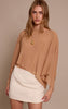 Tan Tencel Asymmetric Drape Long Top