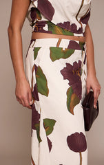 Plus Floral Printed Woven High Waisted Wide Leg Pants
