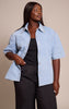 Plus Light Blue Wash Fabric Covered Button Detail Denim Shirt