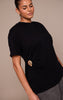 Plus Black Trim Detail Asymmetric Hem T Shirt