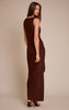Chocolate Jersey Boat Neck Wrap Detail Maxi Dress