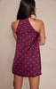Plum Satin Poka Dot Scarf Mini Dress