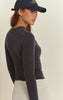 Navy Melange Soft Cotton Long Sleeve Top