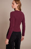 Wine Soft Cotton Crew Neck Longline Long Sleeve Top