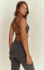 Charcoal Seamless Marl Cross Back Sports Bra