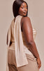 Plus Beige Satin Asymmetric Scarf Detail Top