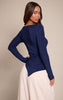 Navy Double Layer Slinky Shoulder Pad Asymmetric Top