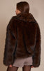 Chocolate Oversized Collar Faux Fur Coat