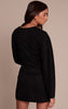 Black Faux Suede Cocoon Sleeve Blazer Dress
