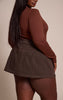 Plus Dark Chocolate Floaty Pleated Denim Mini Skirt