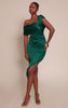 Emerald Bardot Asymmetric Hem Dress