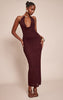 Chocolate Gold Cuff Detail Knitted Maxi Dress