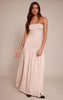 Taupe Faux Suede Bandeau Dropped Waist Maxi Dress