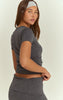 Charcoal Seamless Marl Layered Ruched Side Gym Top