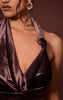 Chocolate Velvet Cowl Neck Long Top